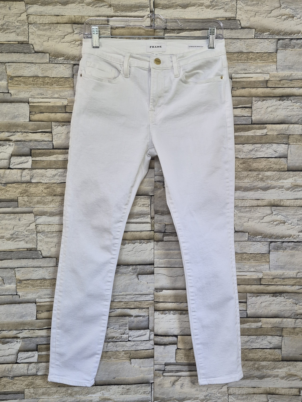FRAME Le Skinny de Jeanne Crop White Jeans 28 Blanc Stretch Denim Slim Staple